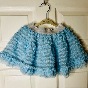 Disney cotton Blue ruffled & Textured Skirt with silver band